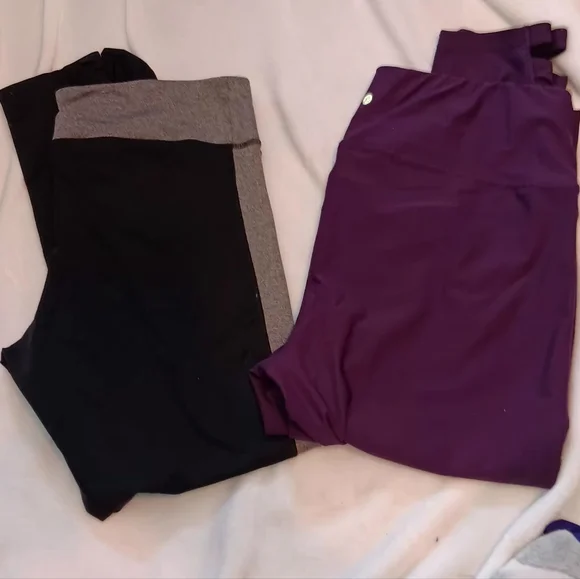 Black and Purple Leggings Set 2X - Picture 1 of 8